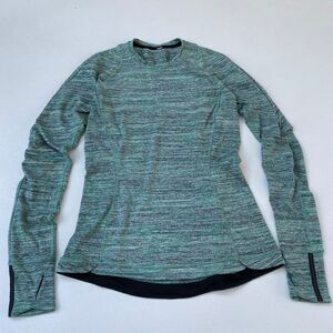 Lululemon Swiftly Tech Long Sleeve Green Heather Size 6 Thumbholes Running Top